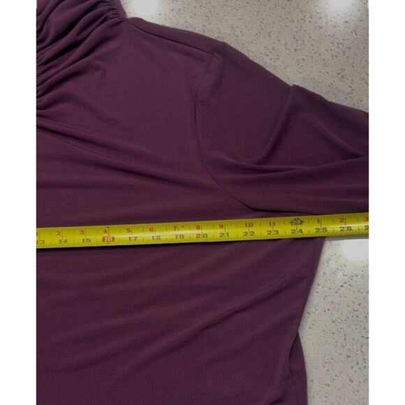 Susan Graver 1X Plum Purple Ruched Turtleneck Stretch Long Sleeve Liquid Knit - Picture 4 of 8